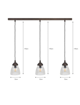 Fovant Glass Triple Pendant Light