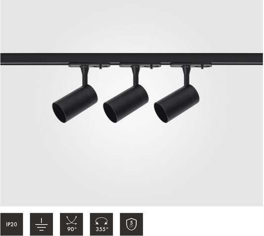 1 Metre 3 pcs Barrel GU10 Spotlight Kit in Black