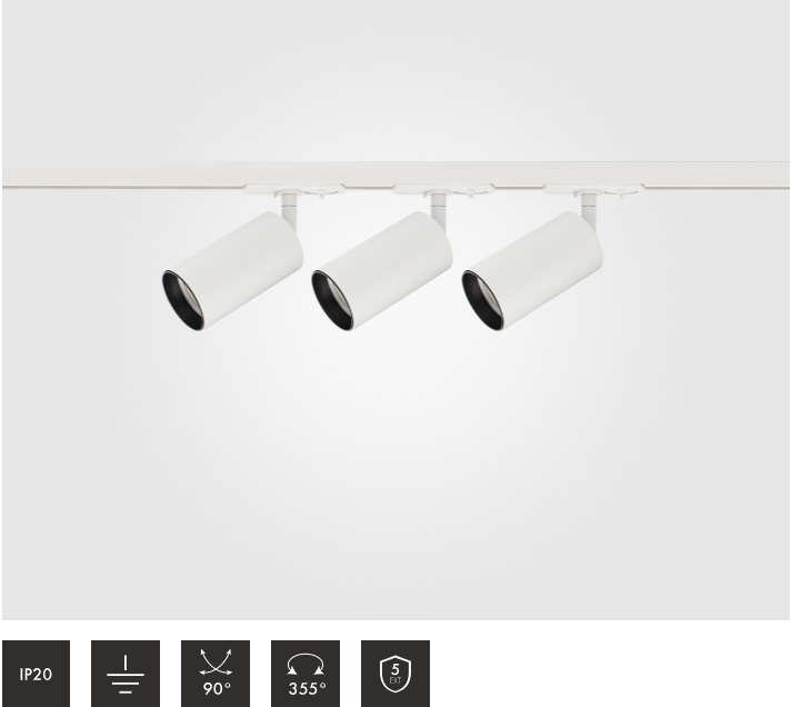 1 Metre 3pcs Shooter GU10 Spotlight Kit White on Black