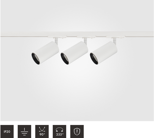 1 Metre 3pcs Shooter GU10 Spotlight Kit White on Black