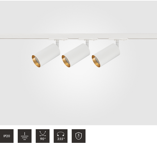 1 Metre 3pcs Shooter GU10 Spotlight Kit White on Gold