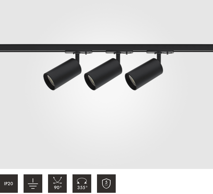 1 Metre 3pcs Shooter GU10 Spotlight Kit in Black