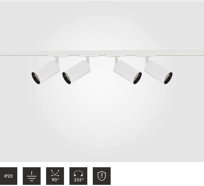 2 Metre 4pcs Shooter GU10 Spotlight Kit White on Black