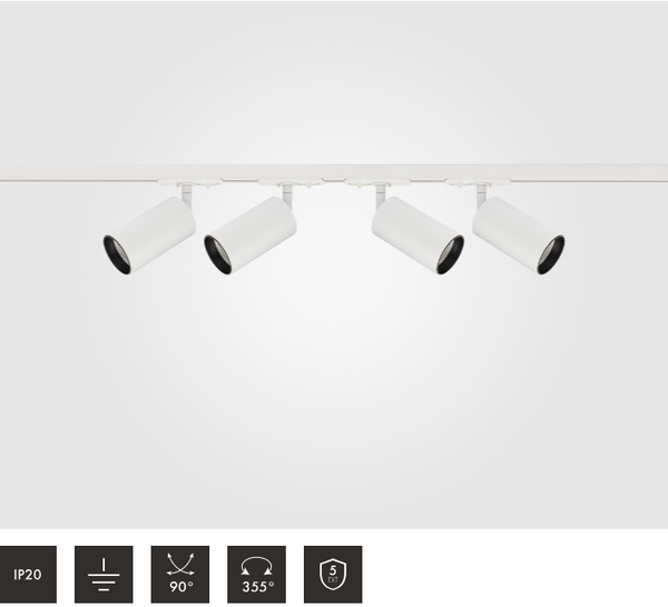 2 Metre 4pcs Shooter GU10 Spotlight Kit White on Black