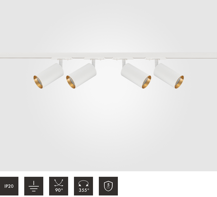 2 Metre 4pcs Shooter GU10 Spotlight Kit White on Gold