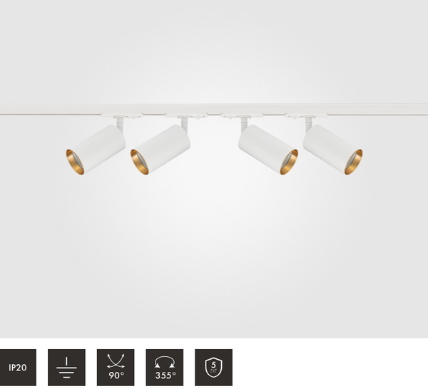 2 Metre 4pcs Shooter GU10 Spotlight Kit White on Gold