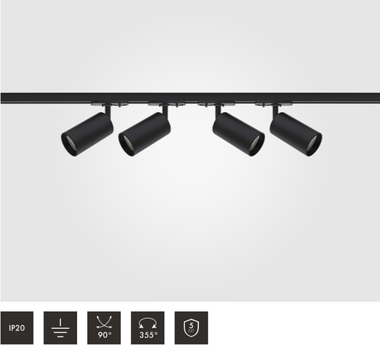 2 Metre 4pcs Shooter GU10 Spotlight Kit in Black