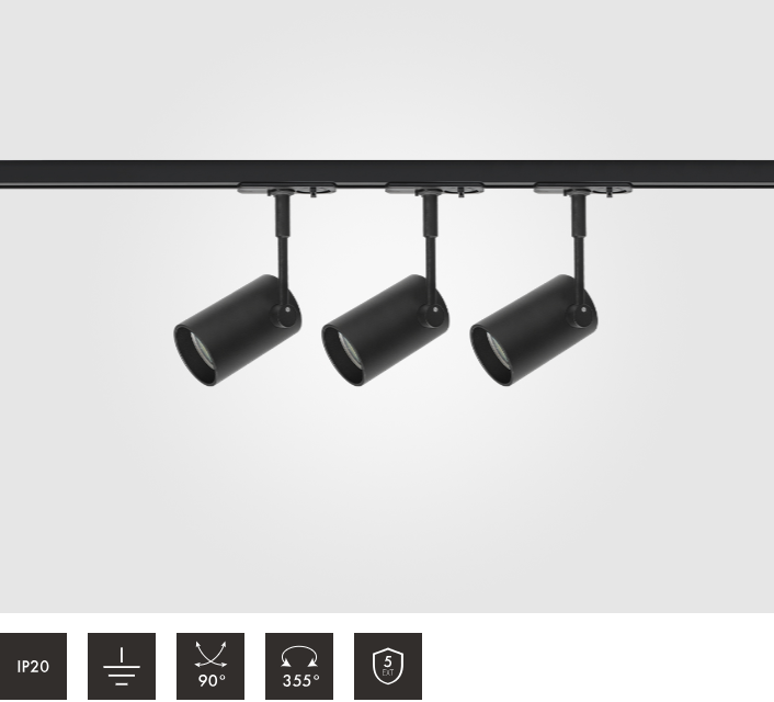 1 Metre 3pcs Pointer GU10 Spotlight Kit in Black
