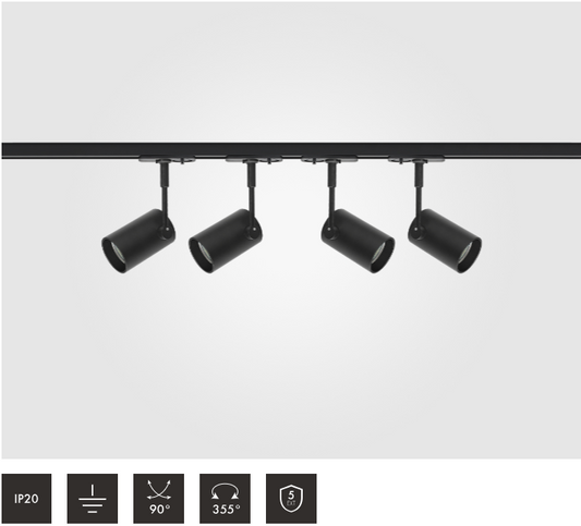 2 Metre 4pcs Pointer GU10 Spotlight Kit in Black