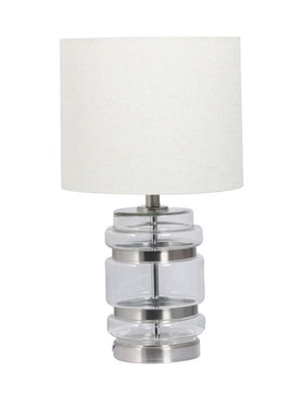 Hartley Satin Chrome Table Lamp with Shade