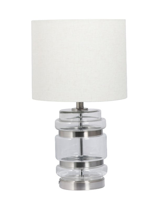 Hartley Satin Chrome Table Lamp with Shade