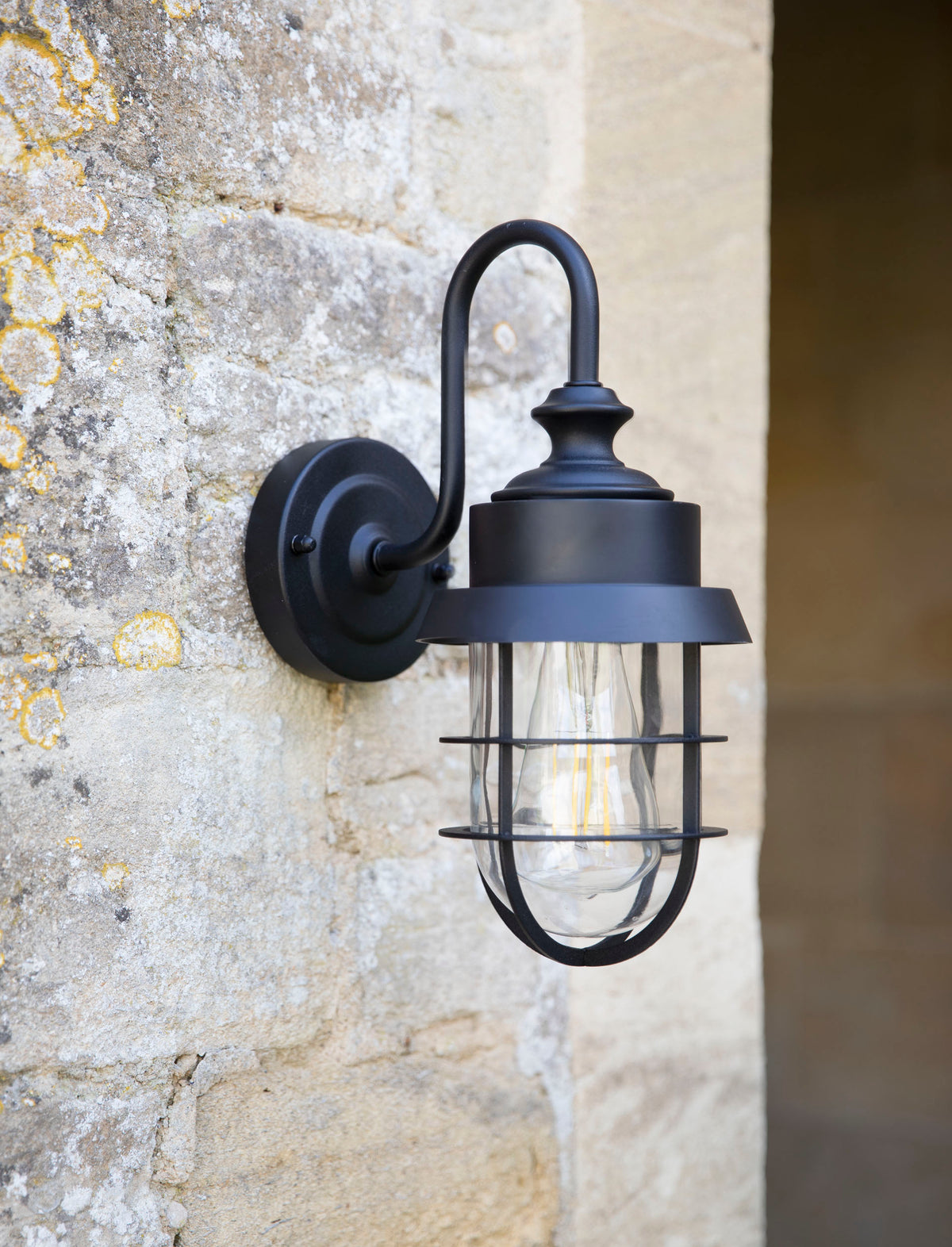 Edgeware Caged Wall Light - Steel, Black