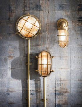 Devonport Round Bulkhead Light - Brass
