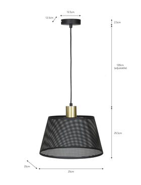 Curzon Pendant Light - Steel, Black