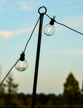 Festoon Ribbed Round Lights 20 Bulbs - Black