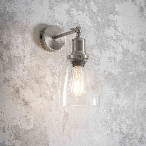 Hoxton Domed Wall Light - Antique Brass / Satin Nickel