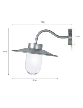 St Ives Swan Neck Light - Galvanised Steel, Silver