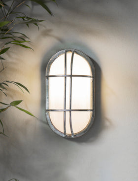 St Ives Bulkhead Light - Galvanised Steel, Silver