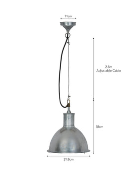 St Ives Bay Outdoor Pendant Light - Galvanised Steel, Silver