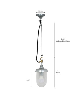 St Ives Harbour Outdoor Pendant Light - Galvanised Steel, Silver