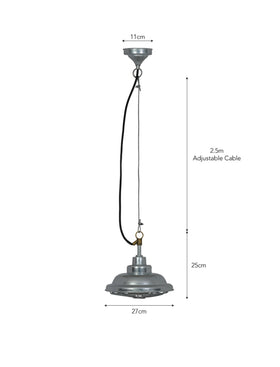 St Ives Mariner Outdoor Pendant Light - Galvanised Steel, Silver