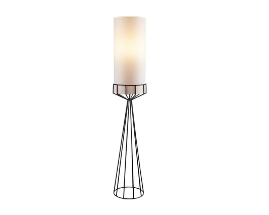 Faro Floor Lamp - Matt Black & White Linen