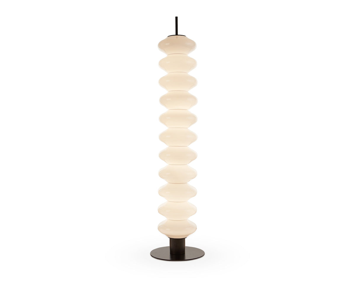 Jana Floor Lamp - Glass, Black Iron Base