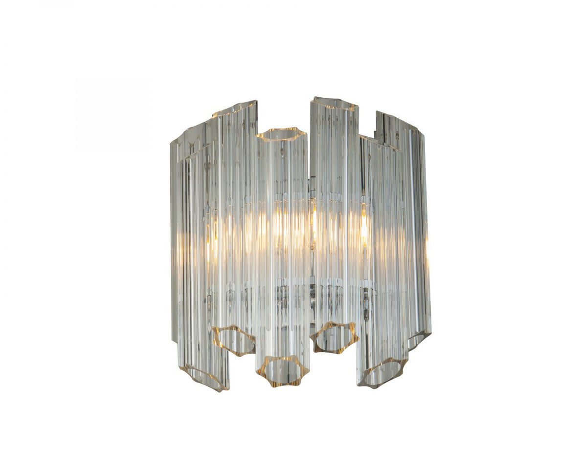 Quartz Wall Light - Crystal Glass, Polished Nickel