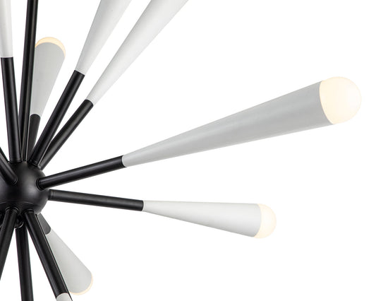 Pheonix Pendant Lamp - Matt White Steel, White Glass