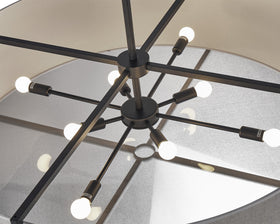Sanderson Pendant Lamp Large - Textured Linen & Matt Black