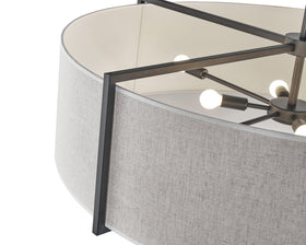 Sanderson Pendant Lamp Large - Textured Linen & Matt Black