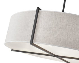 Sanderson Pendant Lamp Large - Textured Linen & Matt Black