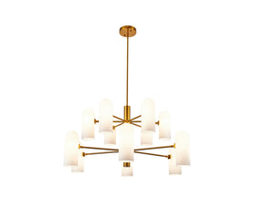 Pawson Chandelier - Brass & White Glass