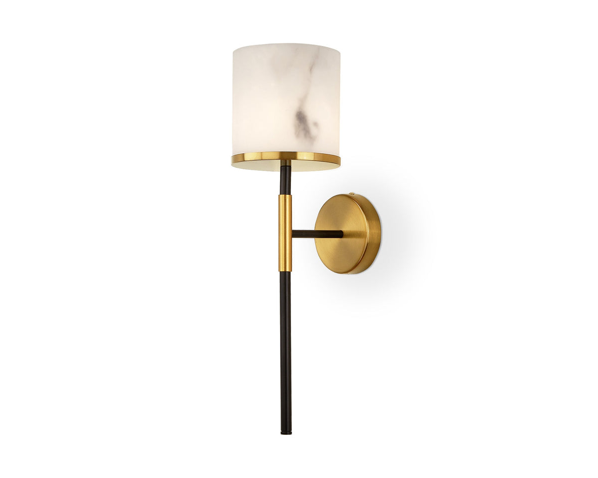Callum Wall Light - Alabaster Effect, Brass & Black