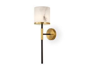 Callum Wall Light - Alabaster Effect, Brass & Black