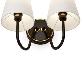 Gildan Wall Light - White, Black & Brass
