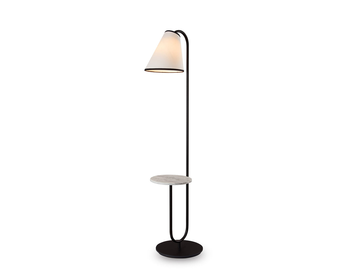 Edgar Floor Lamp - Carrara Marble and White Linen