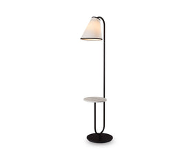 Edgar Floor Lamp - Carrara Marble and White Linen
