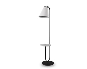 Edgar Floor Lamp - Carrara Marble and White Linen