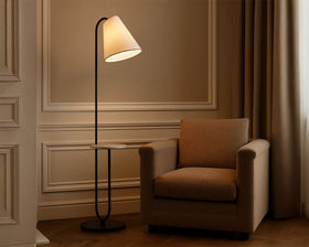 Edgar Floor Lamp - Carrara Marble and White Linen