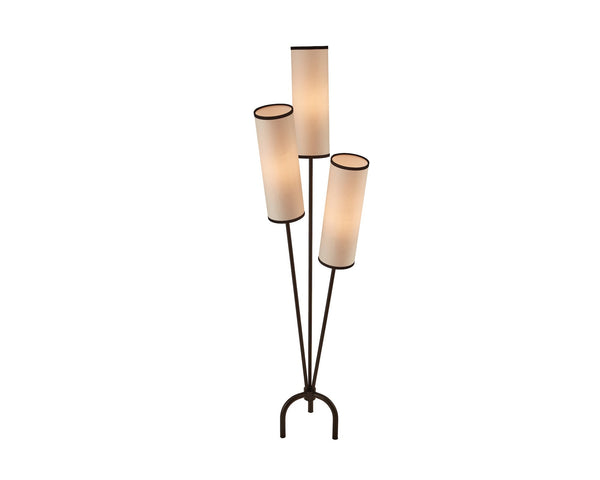 Trevi Floor Lamp - White Linen/Black Metal