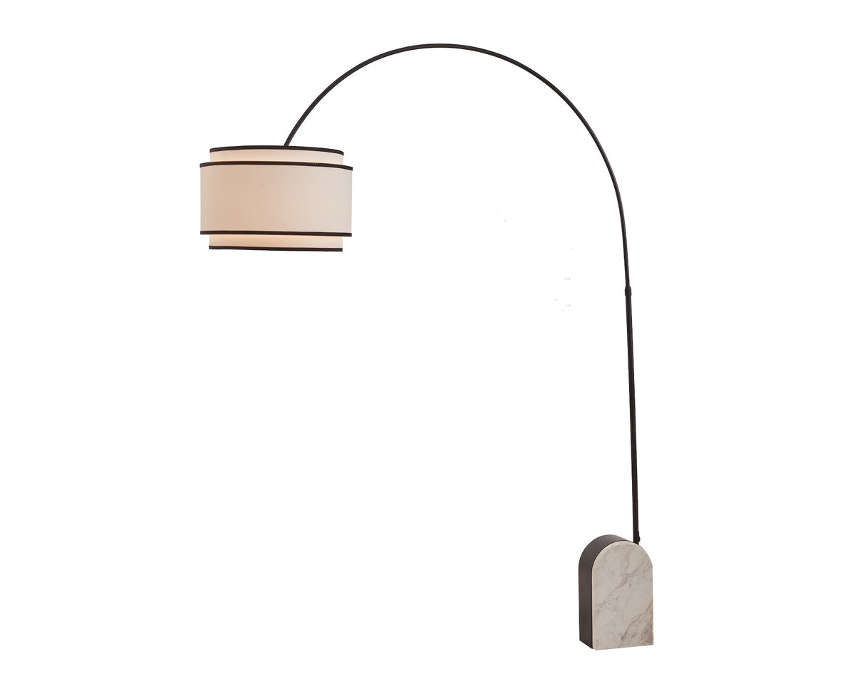 Arcadia Floor Lamp - White Marble/Matt Black Metal/White Linen