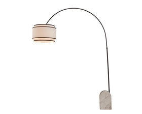 Arcadia Floor Lamp - White Marble/Matt Black Metal/White Linen