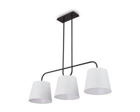 De Voir Pendant Lamp - Black Metal and White Linen