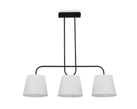 De Voir Pendant Lamp - Black Metal and White Linen
