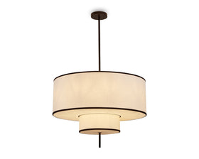 Aris Pendant Lamp - Black Metal and White Linen
