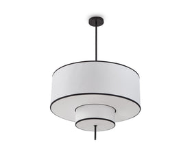 Aris Pendant Lamp - Black Metal and White Linen