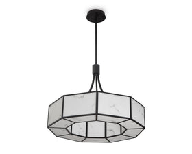 Allen Pendant Lamp - Alabaster Effect and Black Metal
