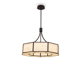 Allen Pendant Lamp - Alabaster Effect and Black Metal