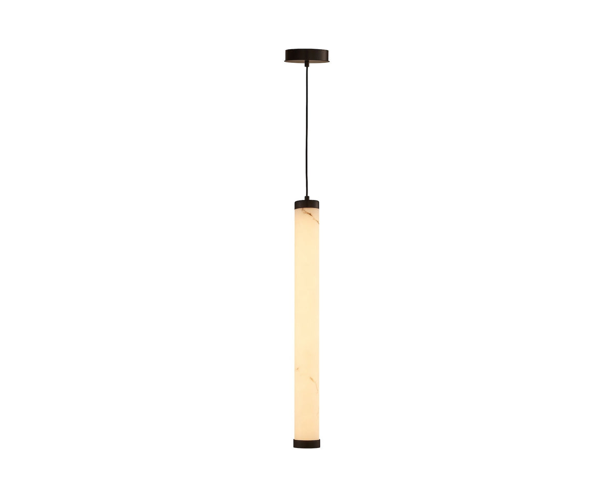 Abaco Pendant Lamp - Alabaster Effect/Black Metal
